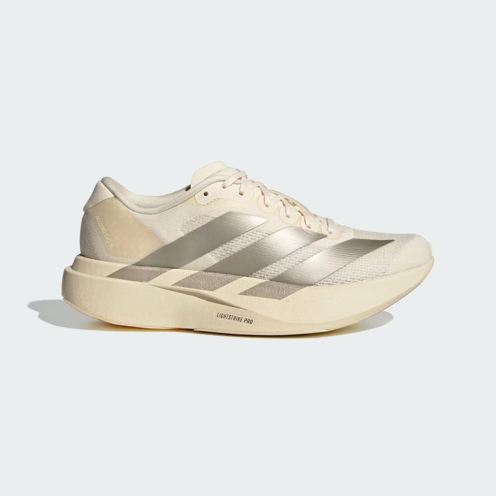 NEW ADIDAS women's adizero evo sl running shoes in white cyber metallic warm van